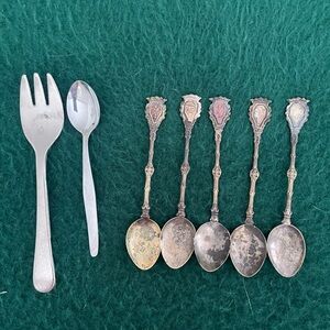 Vintage Silver Plate Demitasse Italy 7 Pieces